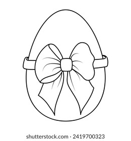 An Easter egg tied with a ribbon. Contoured Easter drawing.Coloring eggs