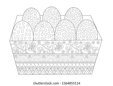 Easter Egg Tray with 7 Eggs in Colorful Decoration Black and White