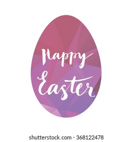 Easter egg with triangular print design pink violet purple color. Vector illustration for greeting card. 