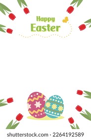 Easter egg and tulip card template