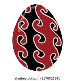 Easter egg in ukrainian contrast ornament. Holiday vector illustration