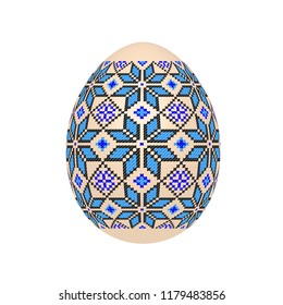 l'oeuf de pâques aux motifs ethniques croisés ukrainiens. ornement pysanka. image vectorielle isolée.