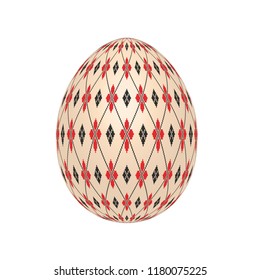 the easter egg with ukrainian cross-stitch ethnic pattern. pysanka ornament. isolated vector.