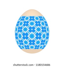 the easter egg with ukrainian cross-stitch ethnic pattern. pysanka ornament. isolated vector.