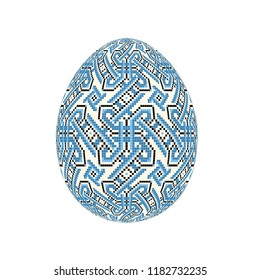 the easter egg with ukrainian cross-stitch ethnic pattern. pysanka ornament. isolated vector. editable eps10