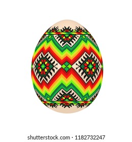 the easter egg with ukrainian cross-stitch ethnic pattern. pysanka ornament. isolated vector. editable eps10