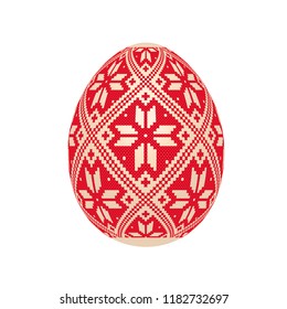 the easter egg with ukrainian cross-stitch ethnic pattern. pysanka ornament. isolated vector. editable eps10