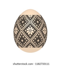 the easter egg with ukrainian cross-stitch ethnic pattern. pysanka ornament. isolated vector. editable eps10