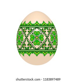 An Easter egg with Ukrainian cross-stitch ethnic pattern. pysanka ornament. isolated vector.