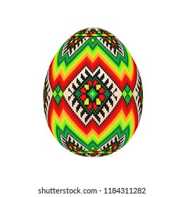An Easter egg with Ukrainian cross-stitch ethnic pattern. pysanka ornament. isolated vector.