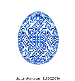 the easter egg with ukrainian cross-stitch ethnic pattern. pysanka ornament. isolated vector.