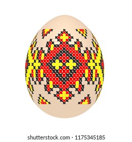 the easter egg with ukrainian ethnic 
pattern. pysanka ornament. isolated vector.