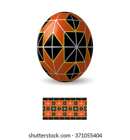 Easter egg with Ukrainian folk pattern ornaments. Vector illustration 