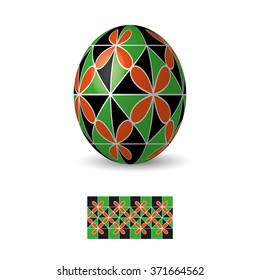 Easter egg with Ukrainian folk pattern ornaments. Vector illustration