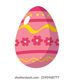 Easter egg with unique patterns, including flowers, waves, and stripes. Perfect for festive designs, greeting cards, and decorations.