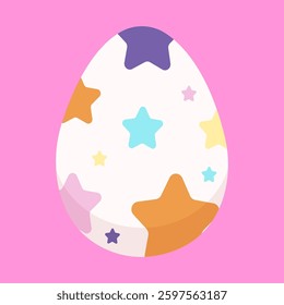 Easter egg vector with colorful star pattern on pink background.
