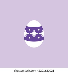 Easter egg. Vector flat abstract violet Easter egg with white cross, dots symbols on violet background. Modern pattern for poster, banner, flyer, postcard, spring theme presentation and web design.