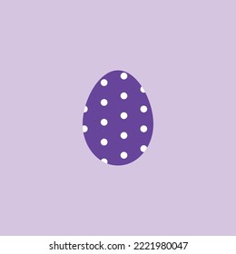 Easter egg. Vector flat abstract Easter egg with dots pattern on violet background. Modern pattern for poster, banner, flyer, postcard, spring theme presentation and web design.