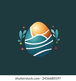 easter egg vector with gradient effect, simple editable easter egg clip art, easter egg icon 