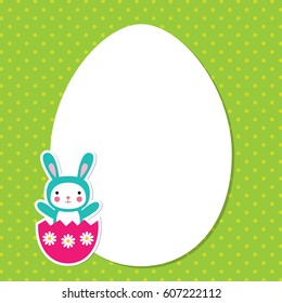 Easter egg vector greeting card with a bunny, space for text