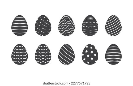 Icono vector del huevo de Pascua. Silhouettes negras aisladas en fondo blanco. Ilustración de vacaciones 