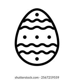 Easter egg vector icon with decorative lines. Editable stroke.