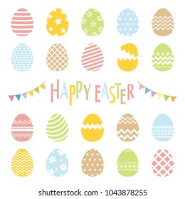 Easter egg vector icon set.