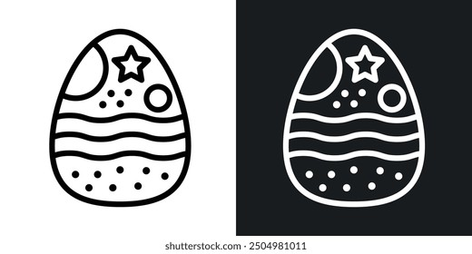 Easter egg vector icon set black and white filled and outlined style.