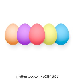 Easter egg vector illustration. Isolated group of colorful eggs on white