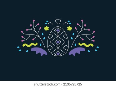 easter egg vector illustration with plant and abstract elements