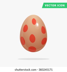 Easter Egg vector illustration, traditional color painted easter egg vector image on white background, colorful easter egg icon painted orange sand color with red spots points yellow, red colors