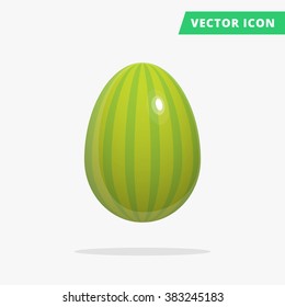 Easter Egg vector illustration, traditional color painted easter egg vector image on white background, colorful easter egg icon  painted with  vertikal stripes lines painted in green colors