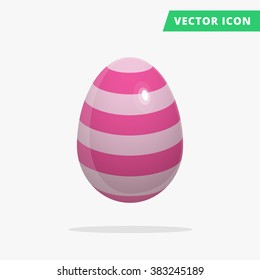 Easter Egg vector illustration, traditional color painted easter egg vector image on white background, colorful easter egg icon  painted with stripes lines painted in pink and vilolet colors