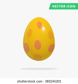 Easter Egg vector illustration, traditional color painted easter egg vector image on white background, colorful easter egg icon painted yellow with orange spots points 