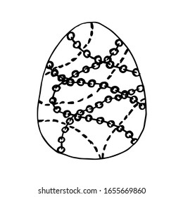 Vector de huevo de Pascua. Dibujo de línea, dibujado a mano.