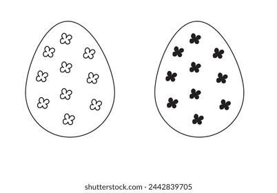 Easter egg vector line icon, black silhouette doodle symbol outline design, spring eggs pattern, cute decoration element isolated on white background. Traditional religion holiday illustration