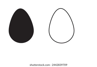 Easter egg vector line icon, black silhouette doodle symbol outline design, spring eggs pattern, cute decoration element isolated on white background. Traditional religion holiday illustration