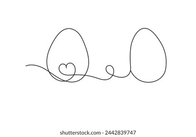 Easter egg vector line icon, black silhouette doodle symbol outline design, spring eggs pattern, cute decoration element isolated on white background. Traditional religion holiday illustration