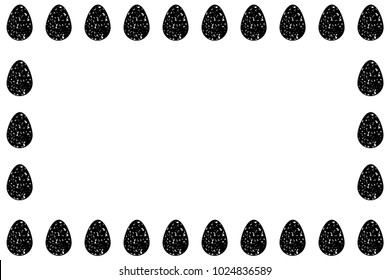 Easter egg - vector pattern - frame - black and white
