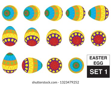 Easter egg vector set. Different view and Isolated on white background. 