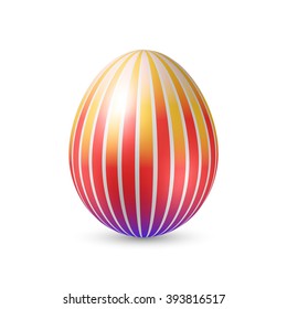 Easter Egg with Vertically Strips Texture. Illustration on White