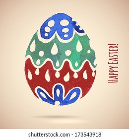 Easter egg of watercolor texture, vector background