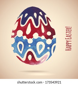 Easter egg of watercolor texture, vector background