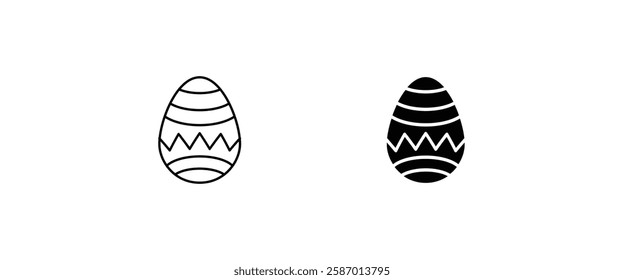 Easter egg with waves pattern icons button, vector, sign, symbol, logo, illustration, editable stroke, flat design style isolated on white linear pictogram