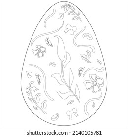 Huevo de Pascua en el estilo de contorno blanco y negro.
