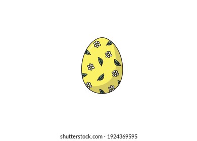 Icono de la línea de relleno de flores blancas del huevo de Pascua