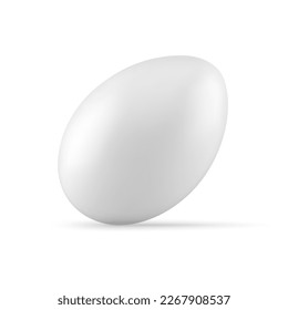 Easter egg white glossy chicken protein product present for holiday celebration 3d icon realistic vector illustration. Natural eggshell nourishment food traditional breakfast meal ceramic bauble