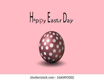 Easter egg with white polka dots on a pink background, the concept of modern Easter.