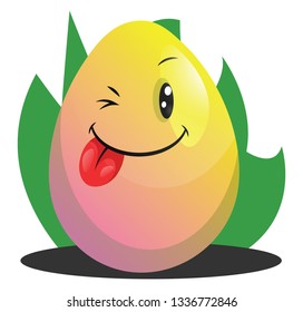 Easter egg winking and smiling illustration web vector on a white background