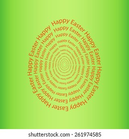 Easter egg of the words Happy Easter on a green background